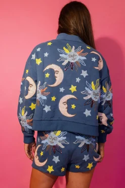 Midnight Blue Stars & Moon Henley Short