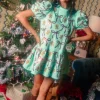 Mint Green Gingerbread Men & Bows Dress
