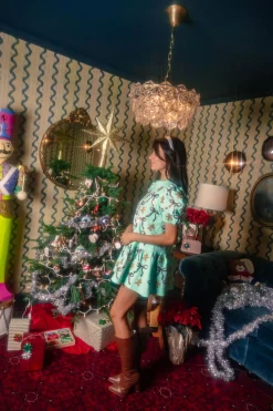 Mint Green Gingerbread Men & Bows Dress