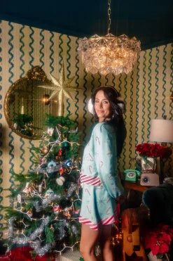 Mint Peppermint Stripe Candy Cane Snowflake Cardigan