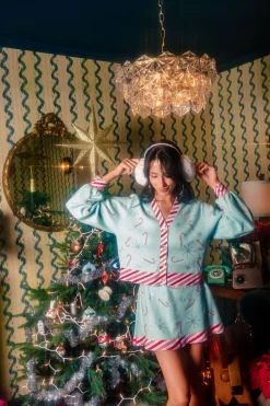 Mint Peppermint Stripe Trim Candy Cane Skirt