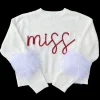 “Miss” Feather Sleeve Sweater