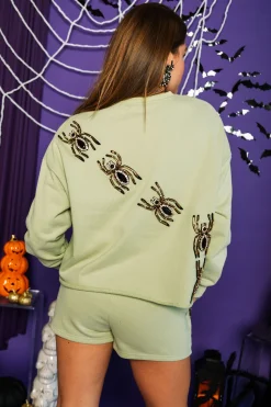 Moss Green Embellished Spider Short