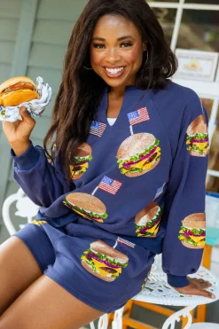 Navy American Burger Short