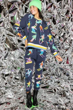 Navy Multi Skier Sport Stripe Jogger