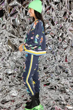 Navy Multi Skier Sport Stripe Jogger