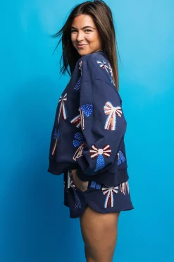 Navy, Red, White & Blue Bow Short