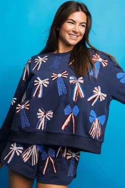 Navy, Red, White & Blue Bow Sweatshirt