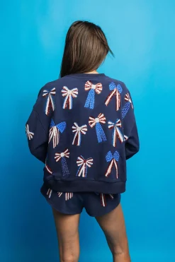 Navy, Red, White & Blue Bow Sweatshirt