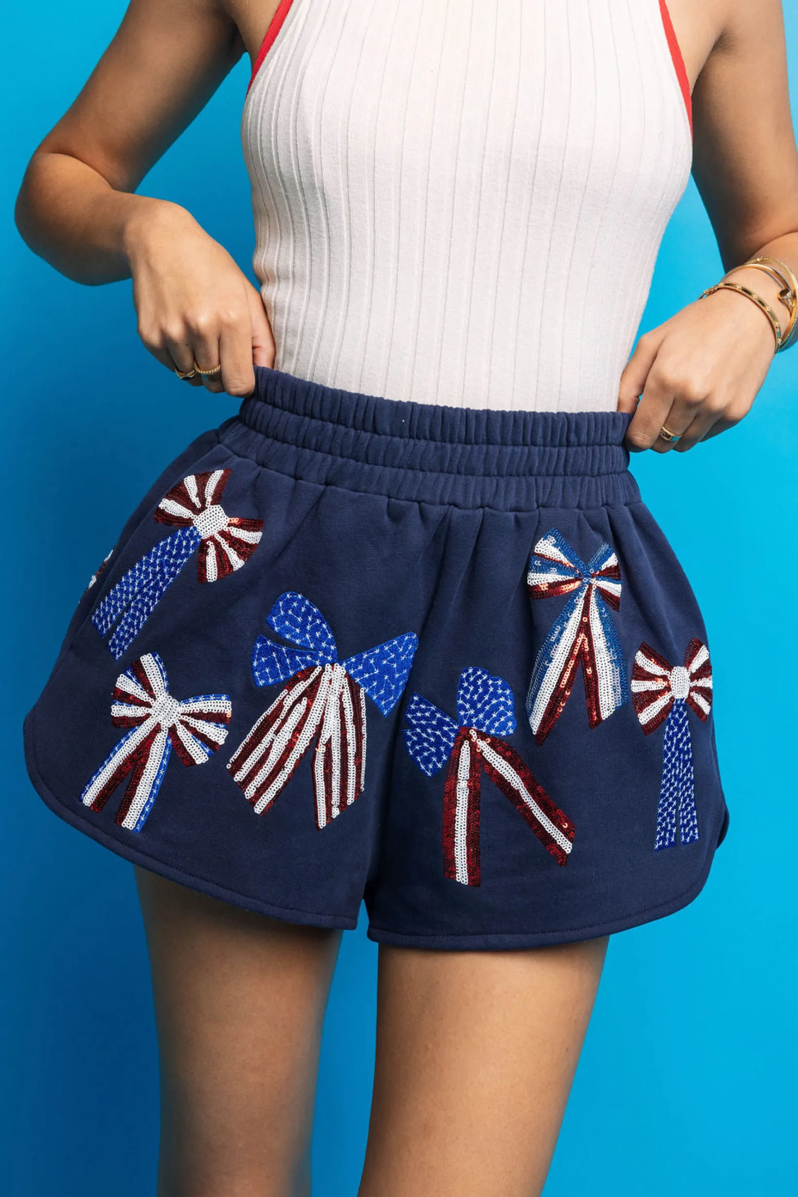 Navy, Red, White & Blue Bow Short
