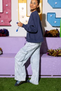 Navy Tiger Print Football Helmet Sweatshirt