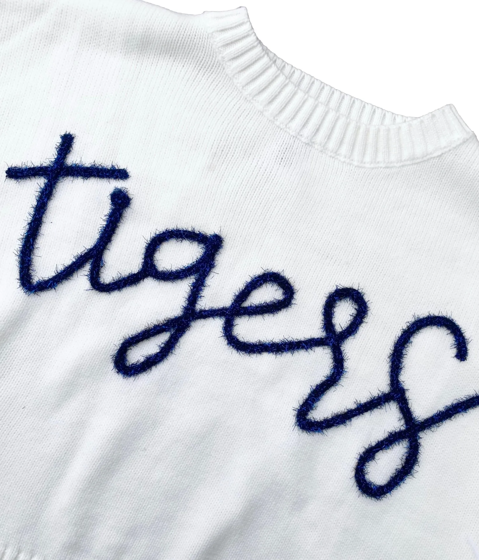 Navy “Tigers” Feather Sleeve Sweater