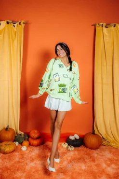 Neon Green Baking Icon V Neck Sweatshirt