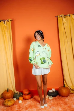 Neon Green Baking Icon V Neck Sweatshirt