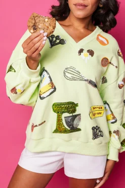 Neon Green Baking Icon V Neck Sweatshirt