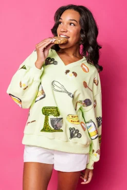 Neon Green Baking Icon V Neck Sweatshirt