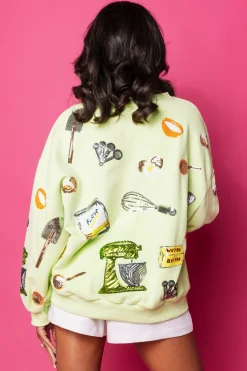 Neon Green Baking Icon V Neck Sweatshirt