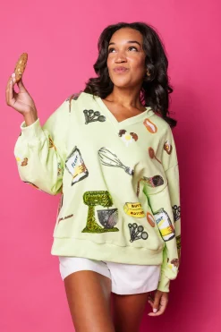 Neon Green Baking Icon V Neck Sweatshirt