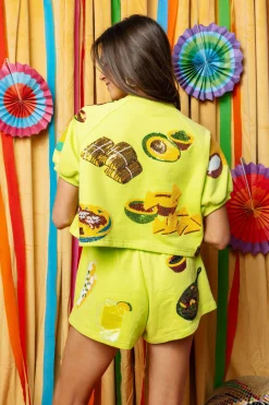 Neon Green Mexican Food Shorts