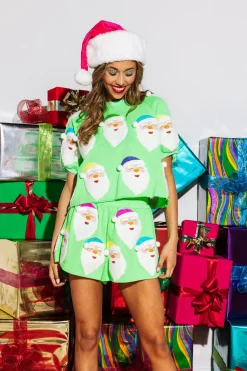 Neon Green Scatter Santa Short