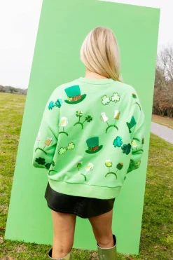 Neon Green St. Patrick's Day Sunglass, Hat & Headband Icon Sweatshirt