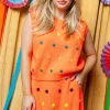 Neon Orange Polka Dot Sweater Tank