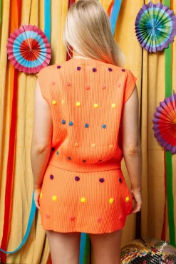 Neon Orange Polka Dot Sweater Tank