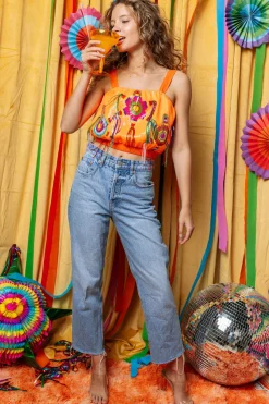 Neon Orange Sequin Piñata Tank