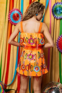 Neon Orange Sequin Piñata Tank