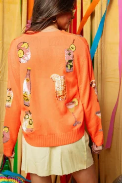 Neon Orange Tequila Drink Icon Cardigan