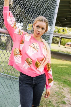 Neon Pink Basketball Hoop Sweatshirt