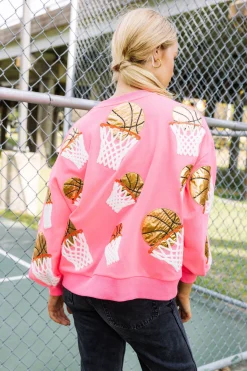 Neon Pink Basketball Hoop Sweatshirt