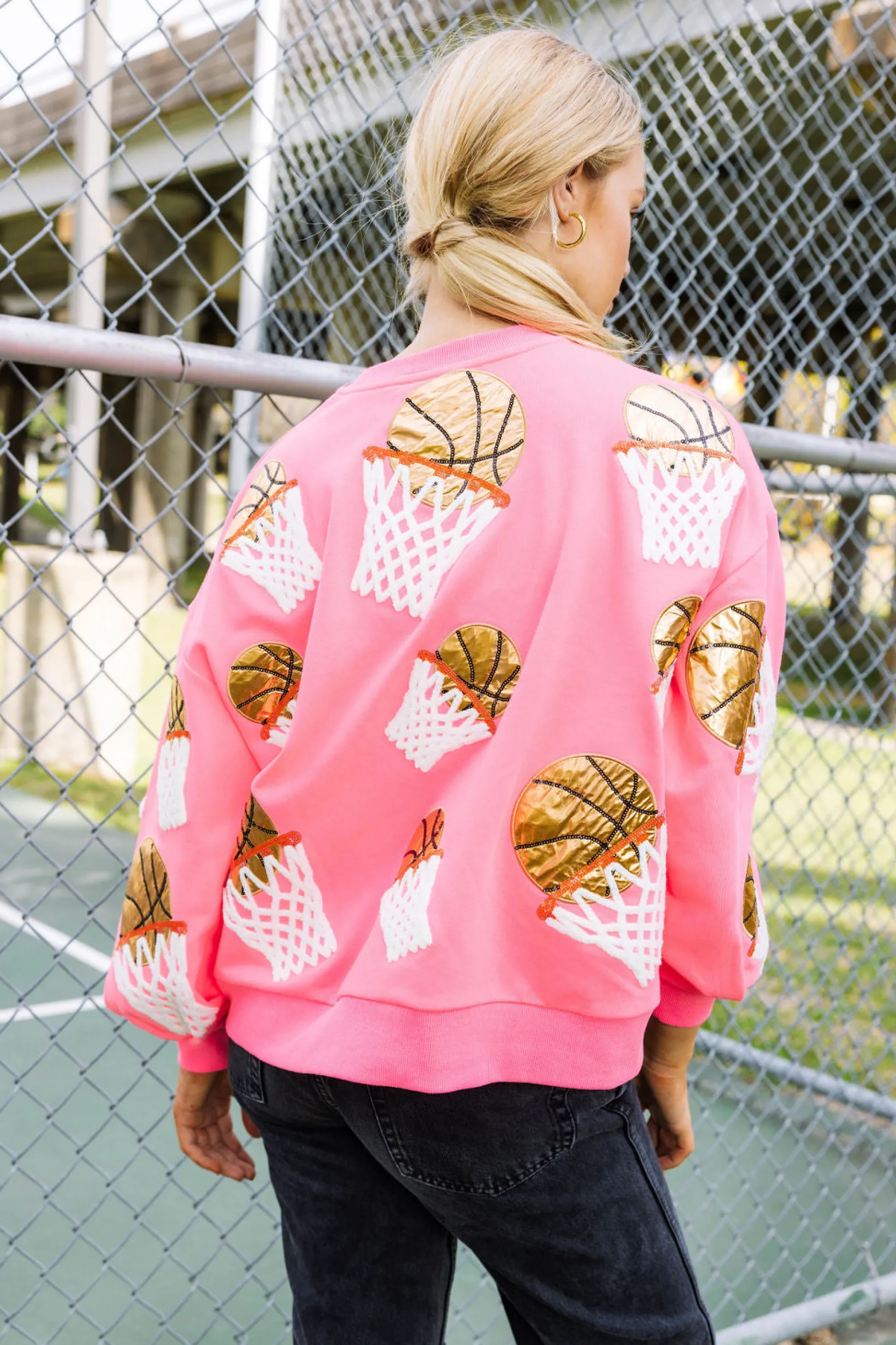 Neon Pink Basketball Hoop Sweatshirt