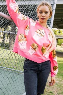 Neon Pink Basketball Hoop Sweatshirt