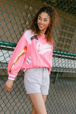 Neon Pink Batter Up Queen Sweatshirt