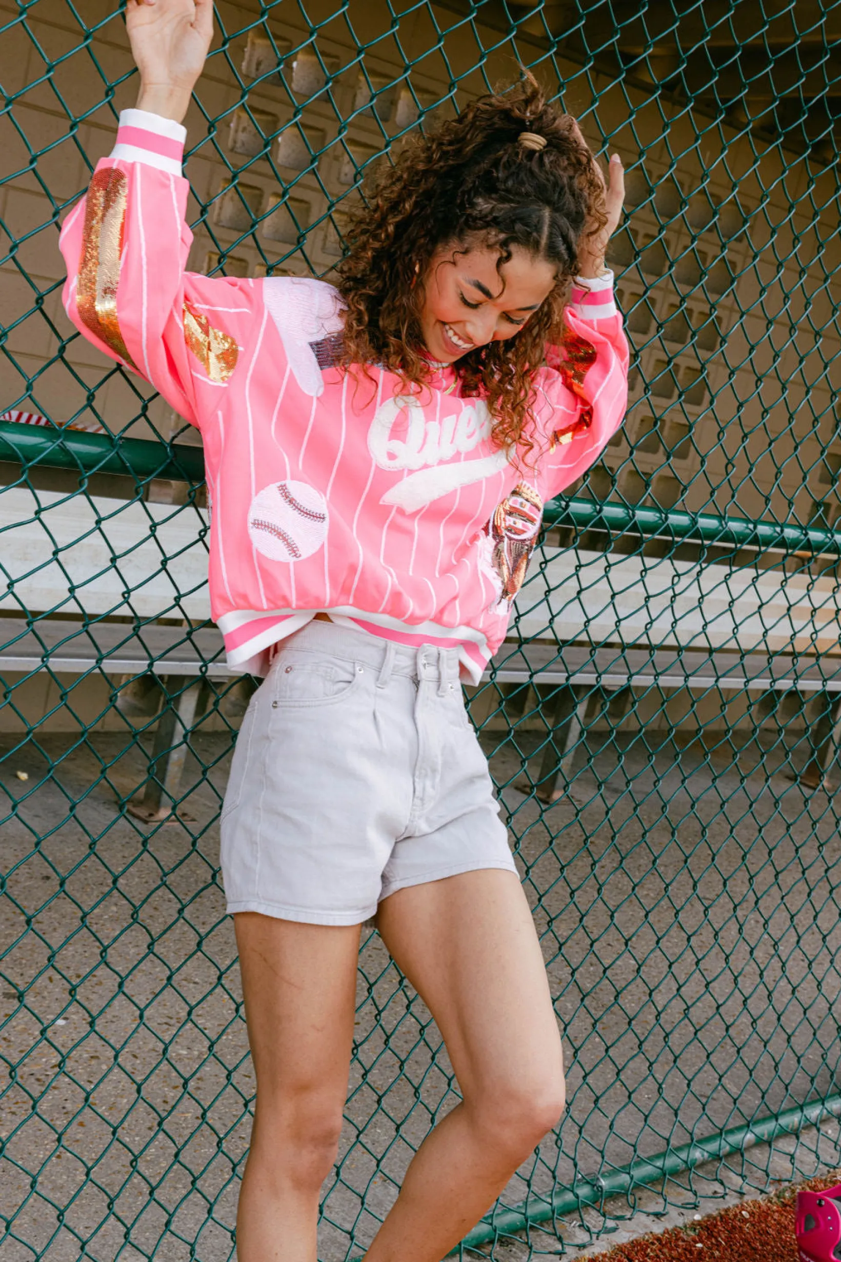 Neon Pink Batter Up Queen Sweatshirt