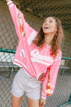 Neon Pink Batter Up Queen Sweatshirt