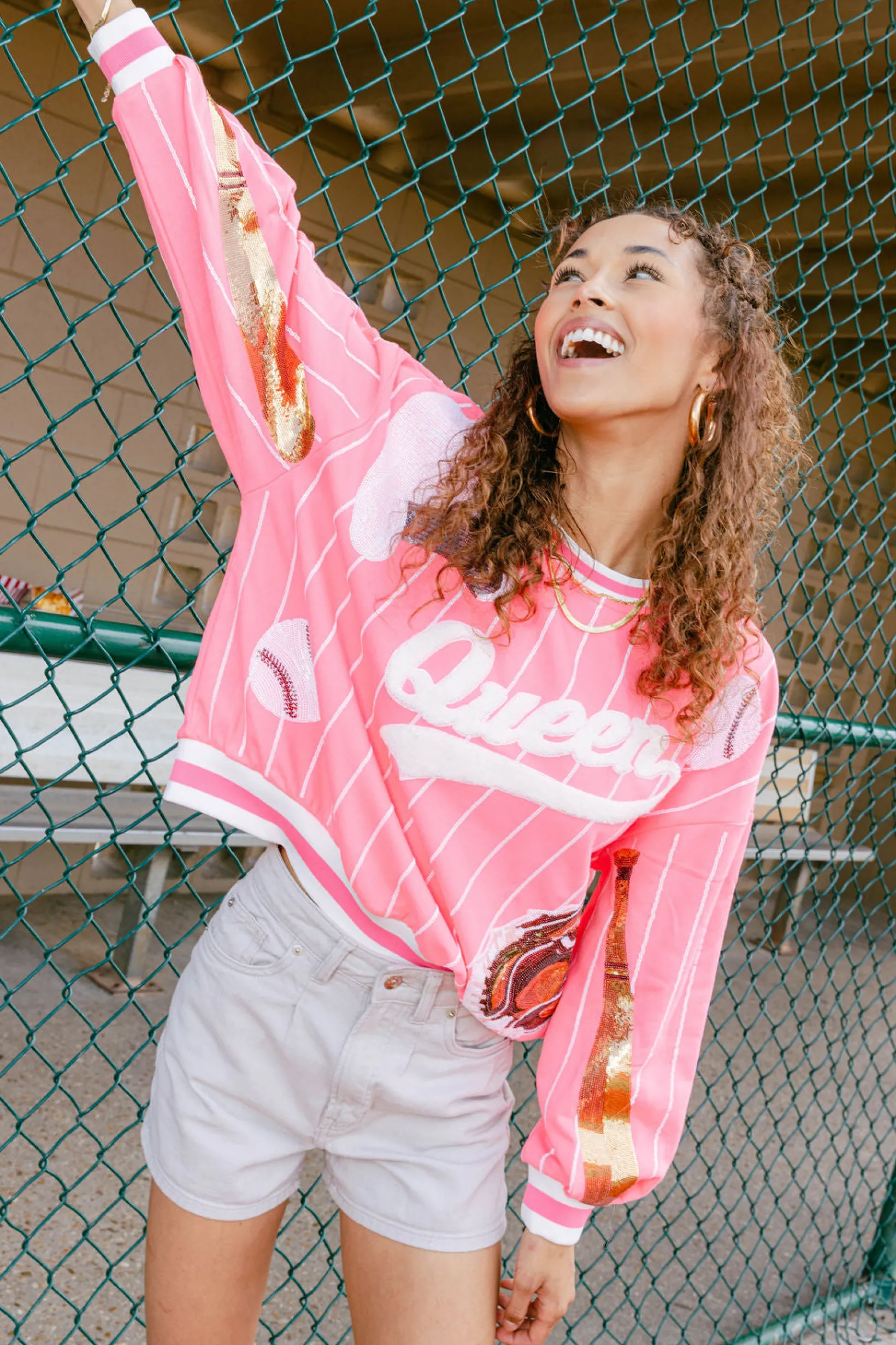 Neon Pink Batter Up Queen Sweatshirt