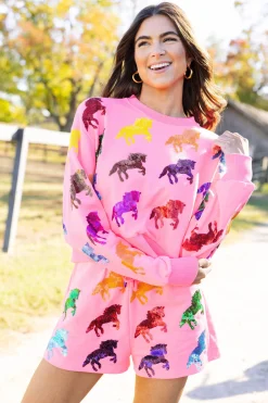 Neon Pink Multi Horse All Over Short