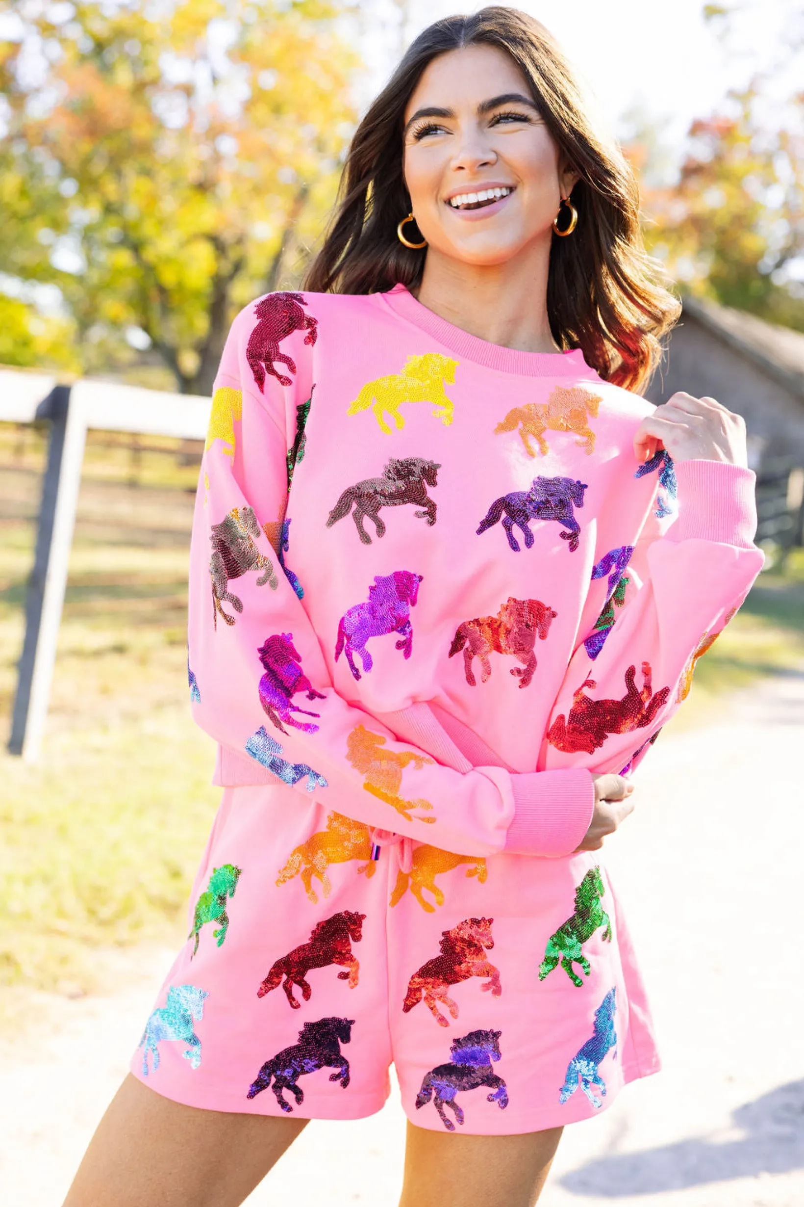 Neon Pink Multi Horse All Over Short