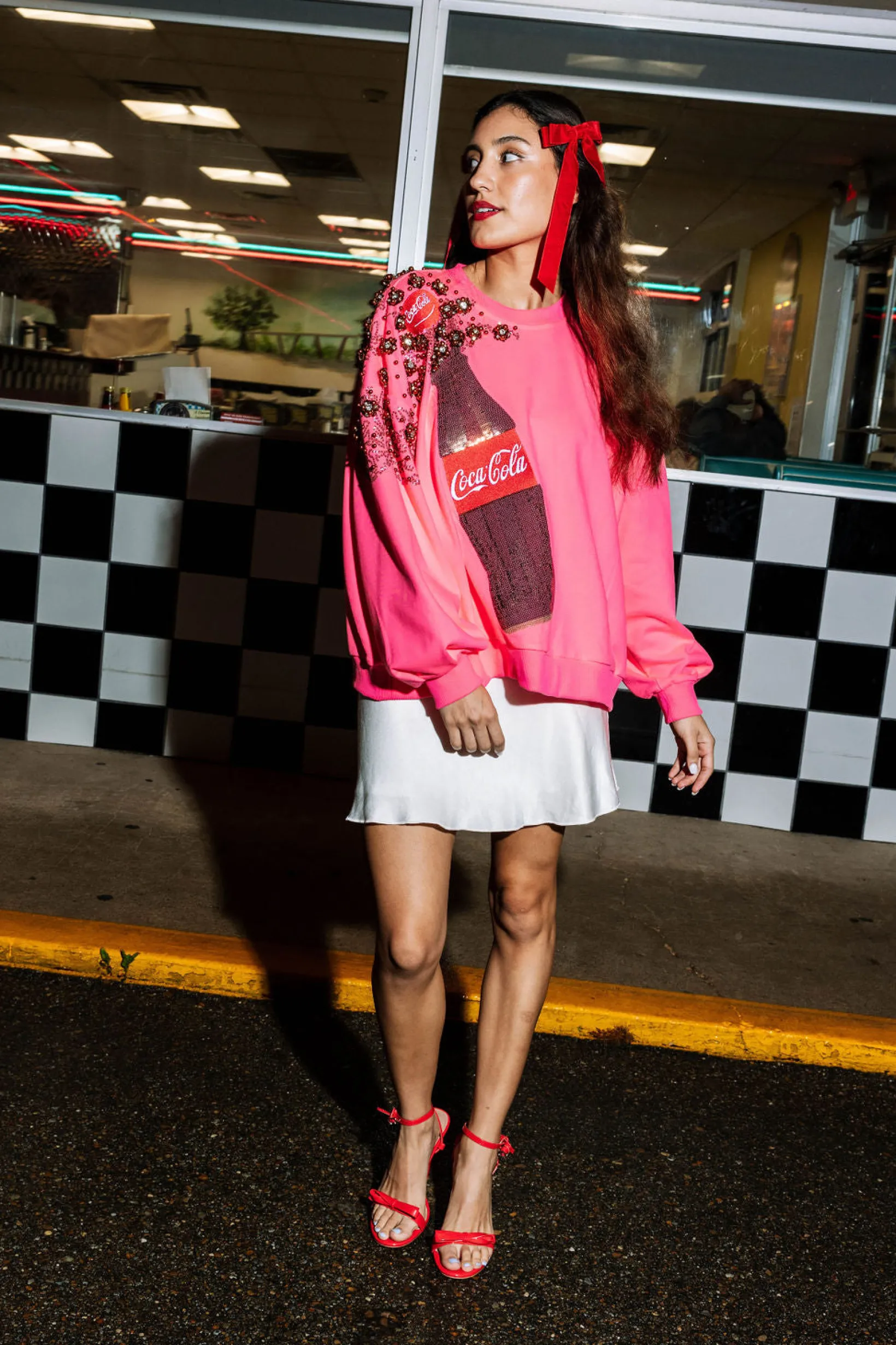 Neon Pink Popping Coca-Cola® Bottle Sweatshirt