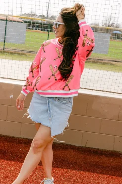 Neon Pink Scattered Baseball Bat Sweatshirt