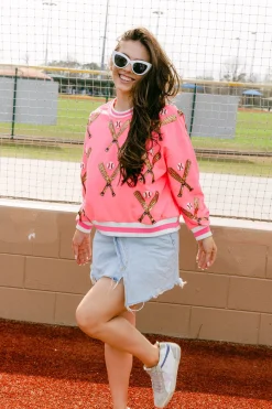 Neon Pink Scattered Baseball Bat Sweatshirt