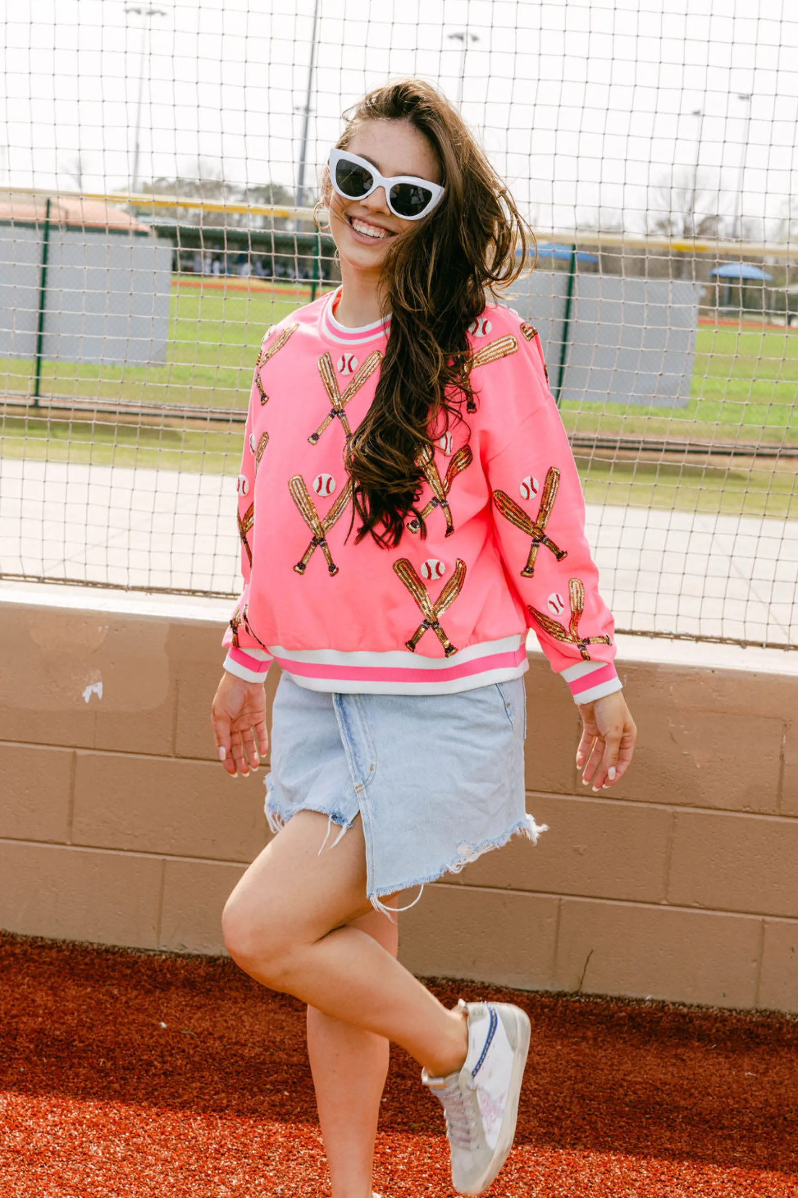 Neon Pink Scattered Baseball Bat Sweatshirt