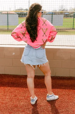 Neon Pink Scattered Baseball Bat Sweatshirt