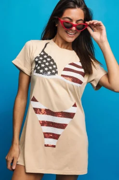 Nude Stars & Stripes Bikini Coverup