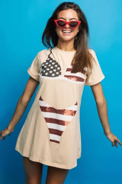 Nude Stars & Stripes Bikini Coverup