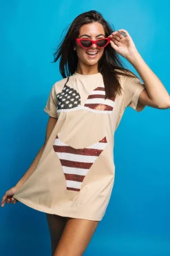 Nude Stars & Stripes Bikini Coverup