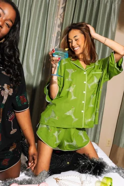 Olive Green Martini Pajama Top