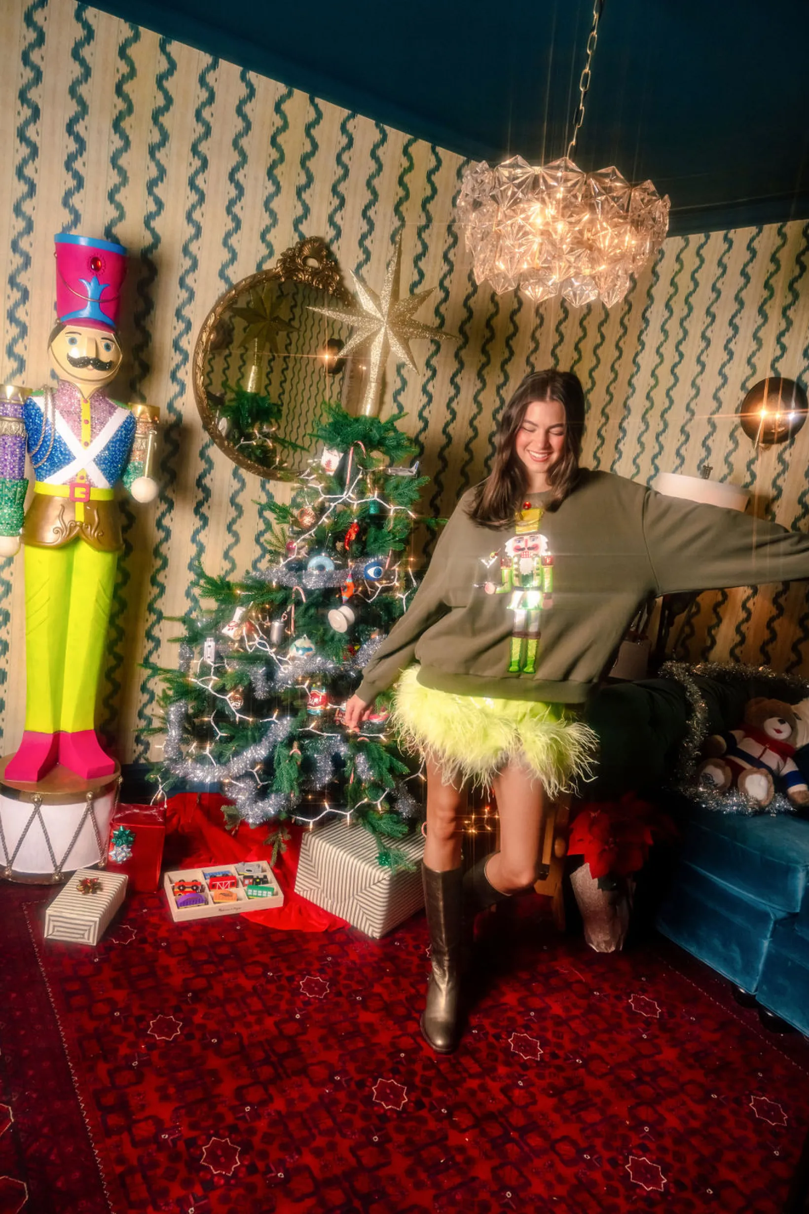 Olive Green Martini Server Nutcracker Sweatshirt